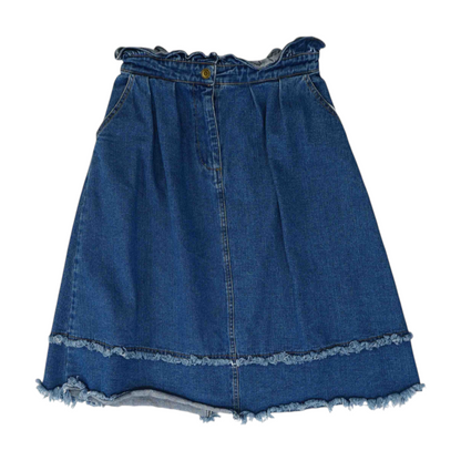 Blue Plus Size Midi Skirt