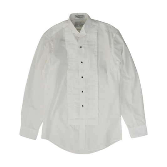 White Solid Tuxedo Button Down