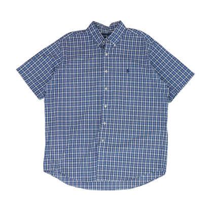 Blue Plaid Short Sleeve Button Down