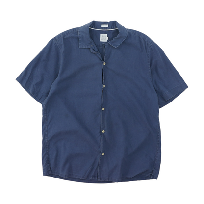 Navy Solid Short Sleeve Button Down