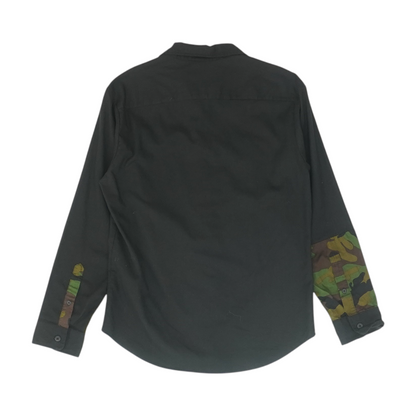 Black Solid Long Sleeve Button Down