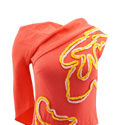 Coral Embroidered Detail Maxi Dress