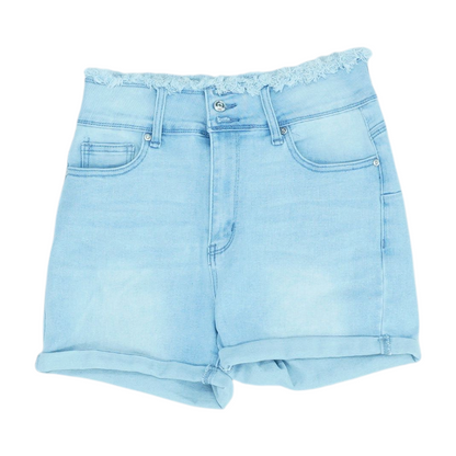 Blue Solid Denim Shorts
