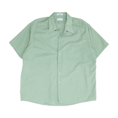 Green Striped Short Sleeve Button Down