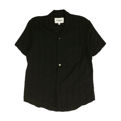 Black Solid Short Sleeve Button Down