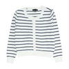 White Petite Striped Cardigan Sweater