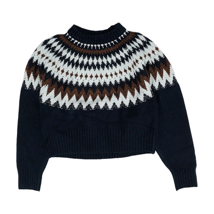 Navy Geometric Crewneck Sweater
