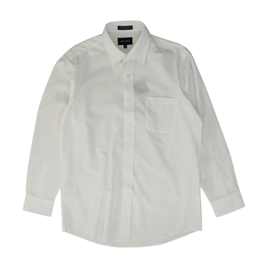 White Solid Long Sleeve Button Down