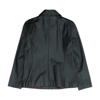Black Solid Leather Jacket