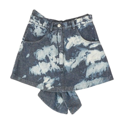 Blue Solid Mini Skirt