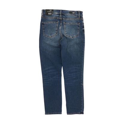 Blue Solid High Rise Straight Leg Jeans