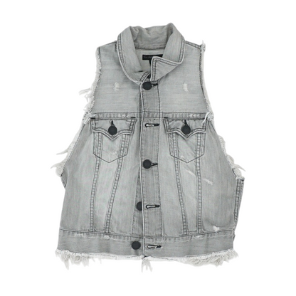 Blue Solid Casual Vest