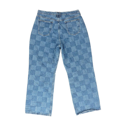 Blue High Rise Wide Leg Jeans