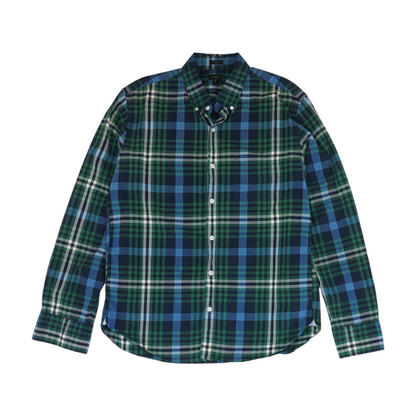Navy Plaid Long Sleeve Button Down