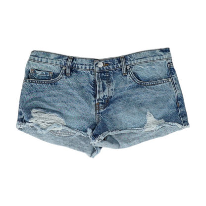Blue Solid Denim Shorts