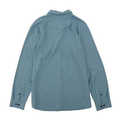 Blue Solid Long Sleeve Button Down