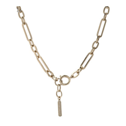 Gold Tone Linked Chain And Rhinestone Choker Necklace