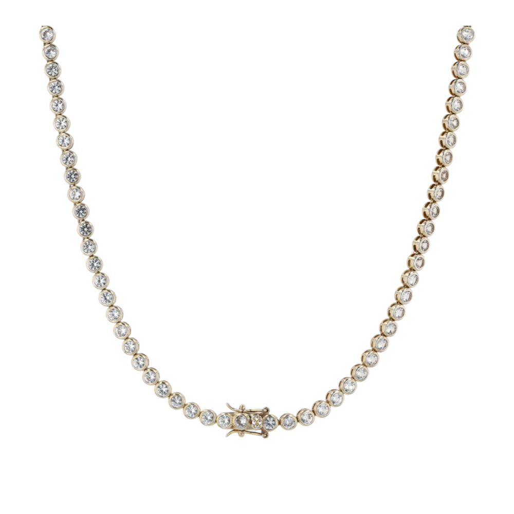 Sterling Silver White Sapphire Tennis Necklace
