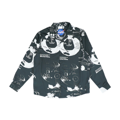 Black Graphic Long Sleeve Button Down