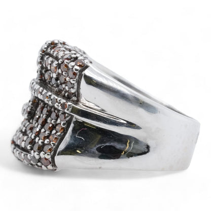 14K White Gold Orange Diamond Tapered Fancy Band