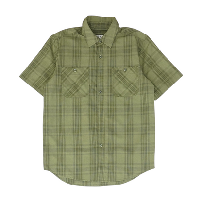 Green Plaid Short Sleeve Button Down