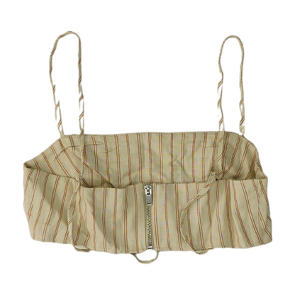 Beige Striped Cropped Blouse