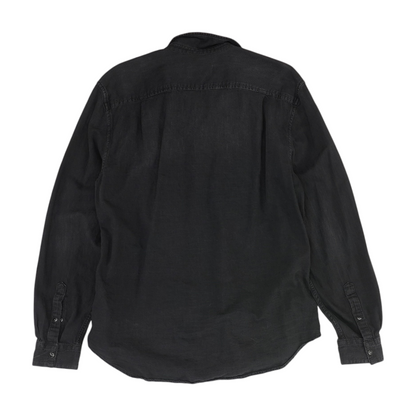 Black Solid Flannel Button Down