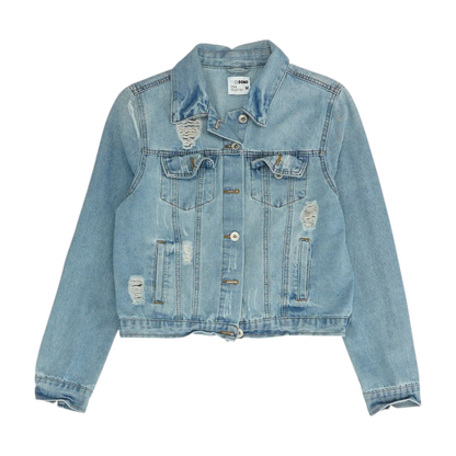 Blue Solid Denim Jacket