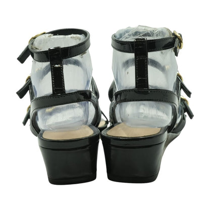 Grecian Black Wedged Sandals