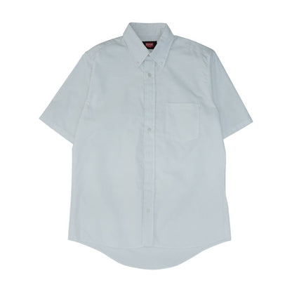 White Solid Short Sleeve Button Down