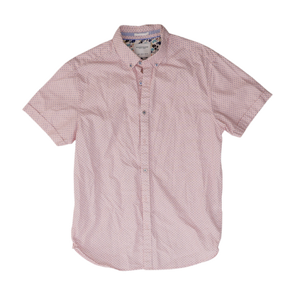 Pink Print Short Sleeve Button Down