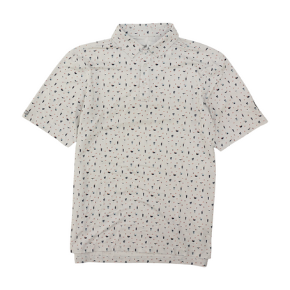 White Graphic Short Sleeve Polo