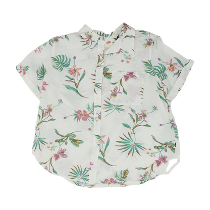 White Floral Button Down