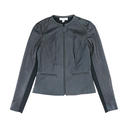 Black Solid Leather Jacket