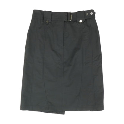 Black Solid Midi Skirt