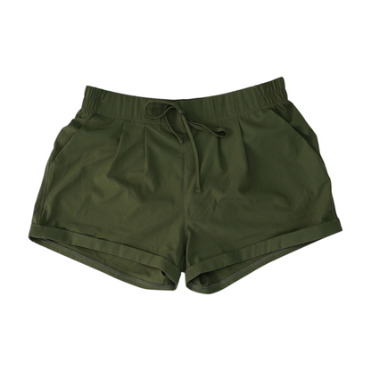 Green Solid Active Shorts