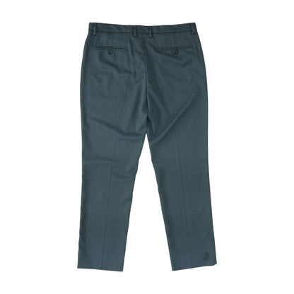 Blue Solid Dress Pants