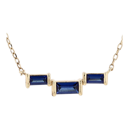 Sterling Silver Synthetic Sapphire Pendant Necklace