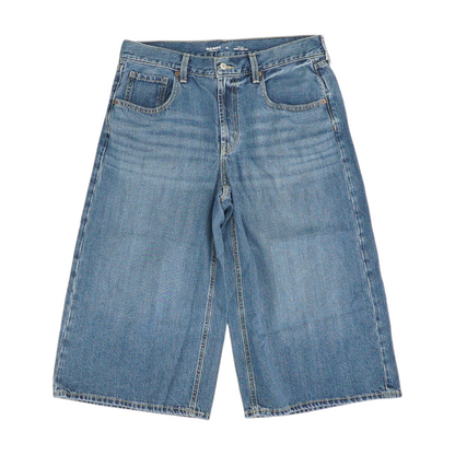 Blue Solid Denim Capris