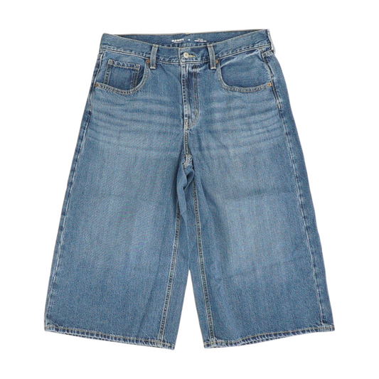 Blue Solid Denim Capris
