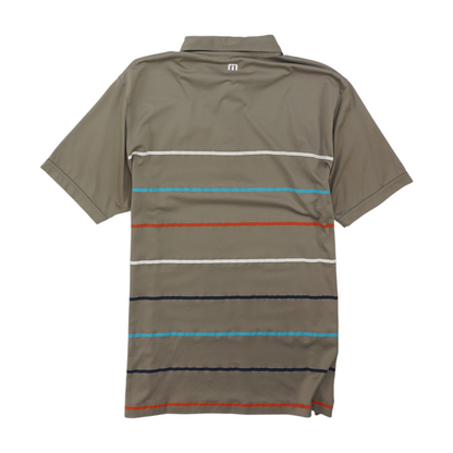 Gray Striped Short Sleeve Polo