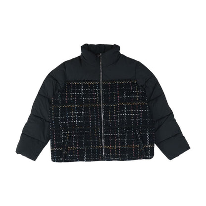 Black Plaid Puffer Jacket