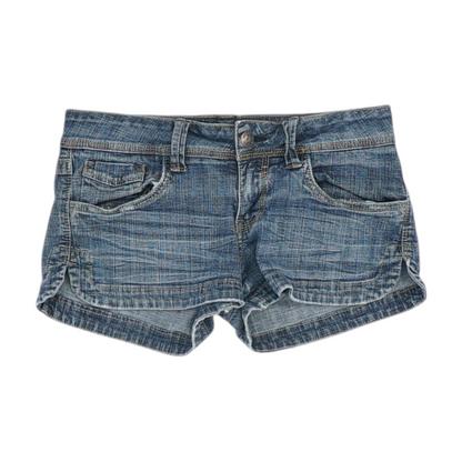 Blue Solid Denim Shorts