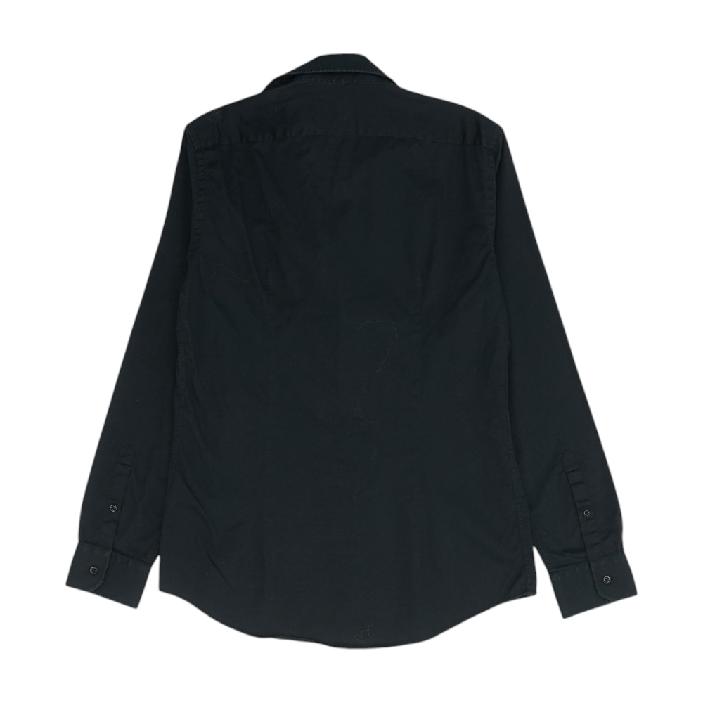 Black Solid Long Sleeve Button Down