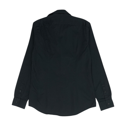 Black Solid Long Sleeve Button Down