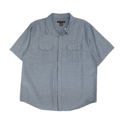 Blue Geometric Short Sleeve Button Down
