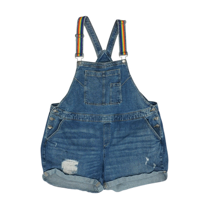 Blue Plus Solid Overalls Shorts