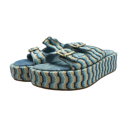 Blue Wedged Sandals