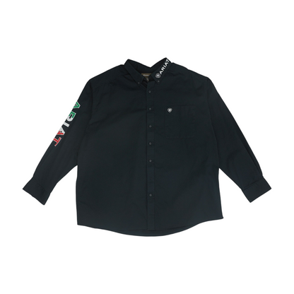 Black Solid Long Sleeve Button Down