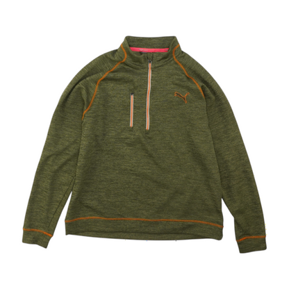 Green Solid 1/4 Zip Pullover